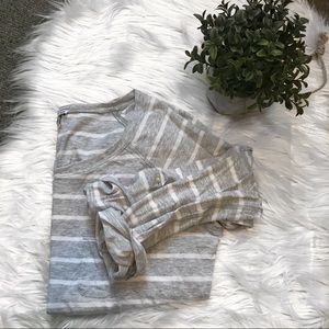 Size L, Express Grey and white striped long sleeve